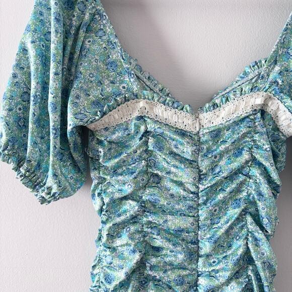 For Love And Lemons Blue Floral Mini Dress - Picture 5 of 7